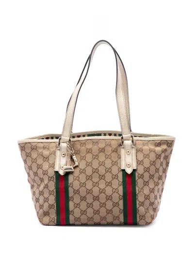 Pre-owned Gucci 2016-2026 Gg Canvas Jolicoeur Tote Bag In Neutrals