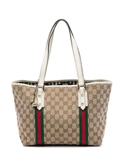 Pre-owned Gucci 2016-2026 Gg Canvas Jolicoeur Tote Bag In White