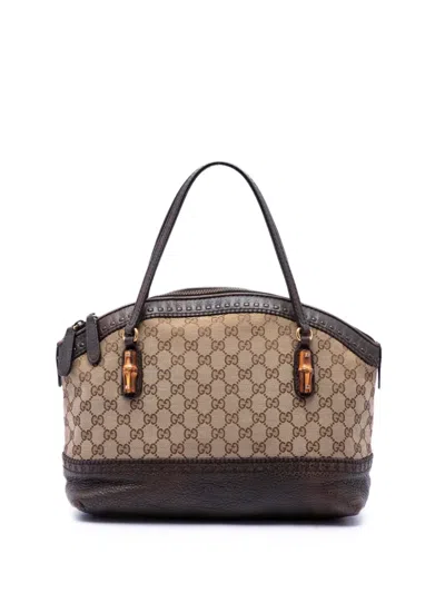 Pre-owned Gucci 2016-2026 Gg Canvas Laidback Crafty Handbag In Neutrals