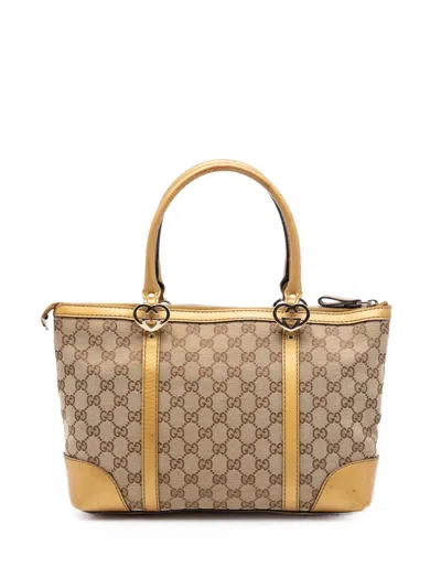 Pre-owned Gucci 2016-2026 Gg Canvas Lovely Tote Bag In Gold