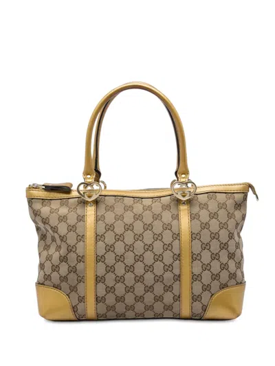 Pre-owned Gucci 2016-2026 Gg Canvas Lovely Tote Bag In Neutrals
