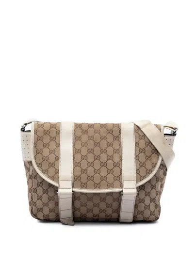 Pre-owned Gucci 2016-2026 Gg Canvas Messenger Bag Crossbody Bag In Neutral