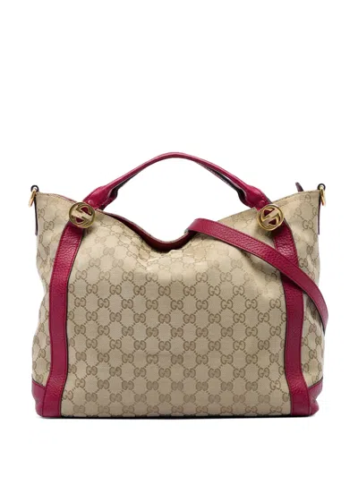 Pre-owned Gucci 2016-2026 Gg Canvas Miss Gg Satchel In 中性色