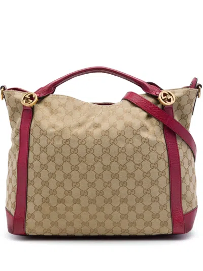 Pre-owned Gucci 2016-2026 Gg Canvas Miss Gg Satchel In Red