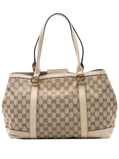 Pre-owned Gucci 2016-2026 Gg Canvas Miss Gg Tote Bag In Neutral