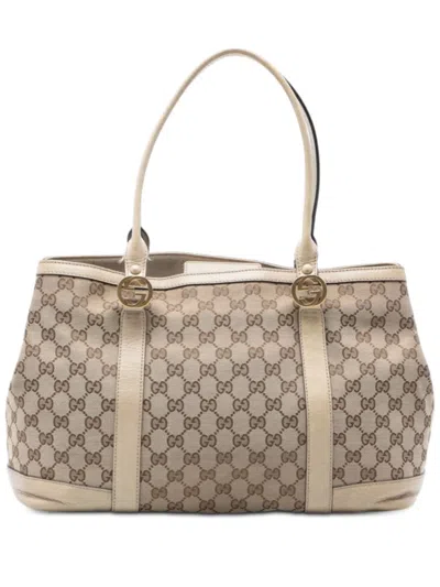 Pre-owned Gucci 2016-2026 Gg Canvas Miss Gg Tote Bag In Neutral