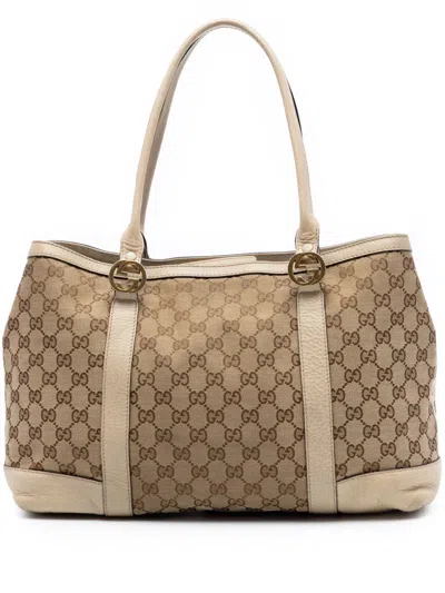 Pre-owned Gucci 2016-2026 Gg Canvas Miss Gg Tote Bag In Neutral