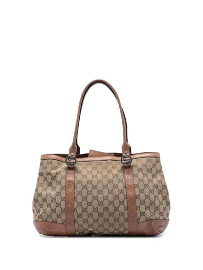 Pre-owned Gucci 2016-2026 Gg Canvas Miss Gg Tote Bag In Neutral
