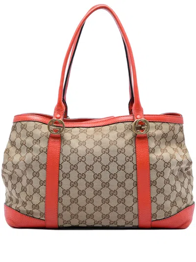 Pre-owned Gucci 2016-2026 Gg Canvas Miss Gg Tote Bag In Neutrals