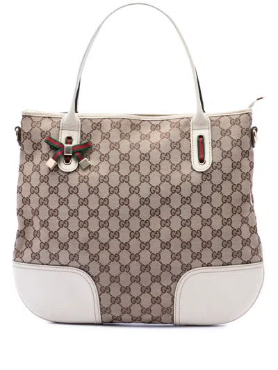 Pre-owned Gucci 2016-2026 Gg Canvas Princy Satchel In White