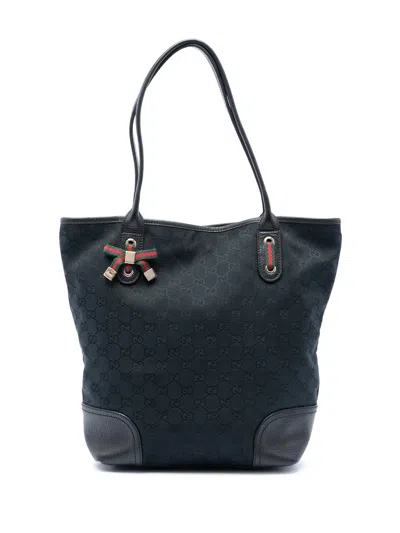 Pre-owned Gucci 2016-2026 Gg Canvas Princy Tote Bag In Blue