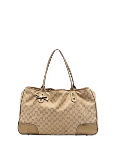Pre-owned Gucci 2016-2026 Gg Canvas Princy Tote Bag In Neutral