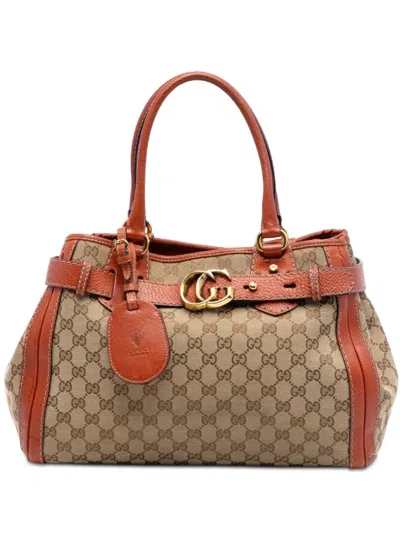 Pre-owned Gucci 2016-2026 Gg Canvas Running Tote Bag In Neutral