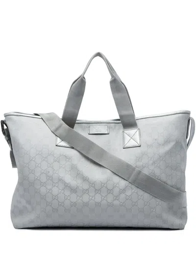 Pre-owned Gucci 2016-2026 Gg Canvas Satchel In Grey