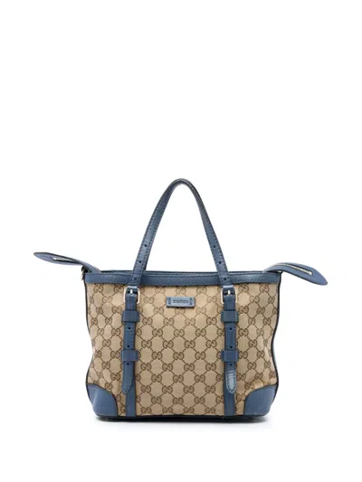 Pre-owned Gucci 2016-2026 Gg Canvas Satchel In Neutrals