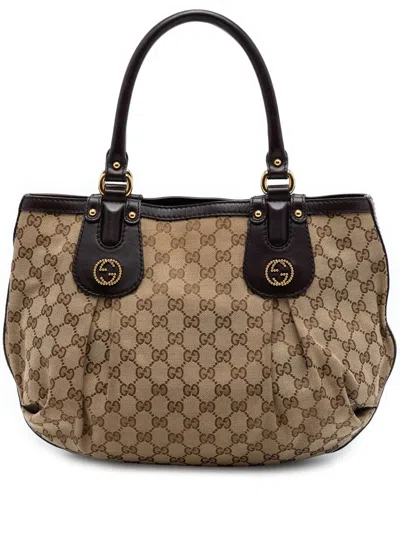Pre-owned Gucci 2016-2026 Gg Canvas Scarlett Tote Bag In Neutral