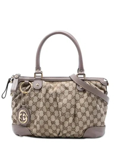 Pre-owned Gucci 2016-2026 Gg Canvas Sukey Satchel In Neutral