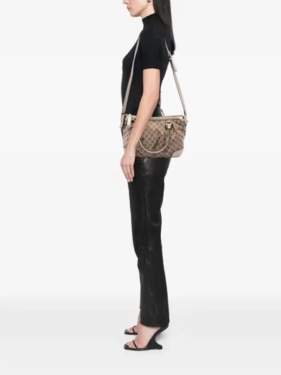 Pre-owned Gucci 2016-2026 Gg Canvas Sukey Satchel In Neutrals
