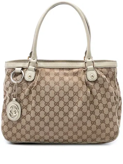 Pre-owned Gucci 2016-2026 Gg Canvas Sukey Tote Bag In Brown