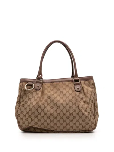 Pre-owned Gucci 2016-2026 Gg Canvas Sukey Tote Bag In Neutral