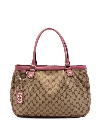 Pre-owned Gucci 2016-2026 Gg Canvas Sukey Tote Bag In Neutral