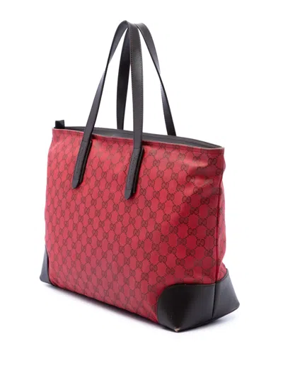 Pre-owned Gucci 2016-2026 Gg Canvas Tote Bag In Red