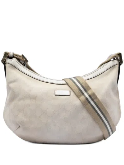 Pre-owned Gucci 2016-2026 Gg Canvas Web Crossbody Bag In Neutral