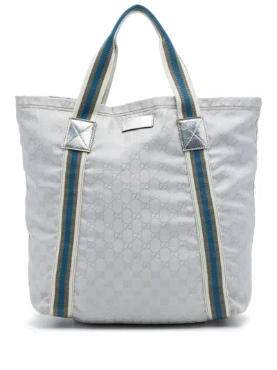 Pre-owned Gucci 2016-2026 Gg Canvas Web Tote Bag In Grey