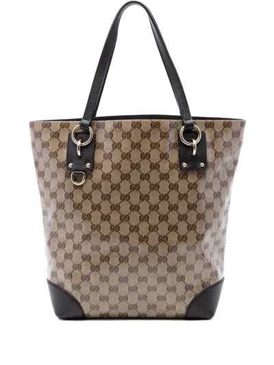 Pre-owned Gucci 2016-2026 Gg Crystal Vertical Charm Tote Bag In Neutral