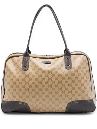 Pre-owned Gucci 2016-2026 Gg Crystal Web Princy Shoulder Bag In Neutrals