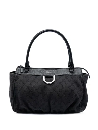 Pre-owned Gucci 2016-2026 Gg Denim Abbey D Ring Tote Bag In Black