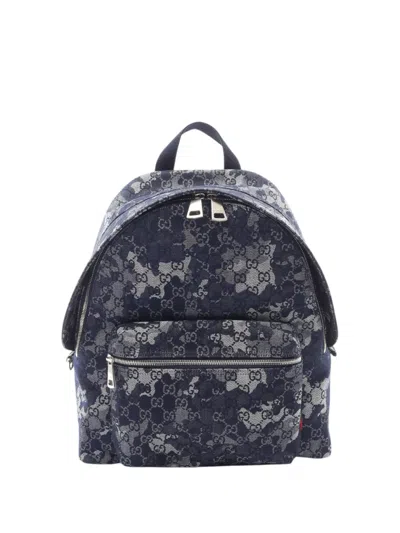 Pre-owned Gucci 2016-2026 Gg Denim Backpack In Blue