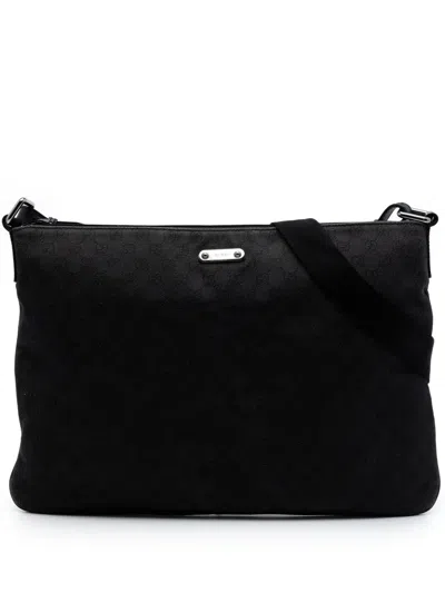 Pre-owned Gucci 2016-2026 Gg Denim Crossbody Bag In Black