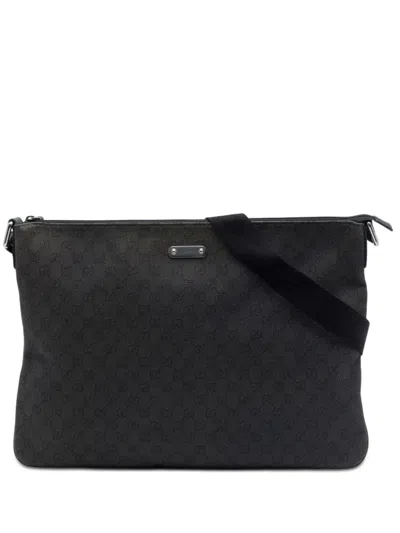 Pre-owned Gucci 2016-2026 Gg Denim Crossbody Bag In Black