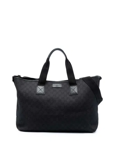 Pre-owned Gucci 2016-2026 Gg Denim Satchel In Black