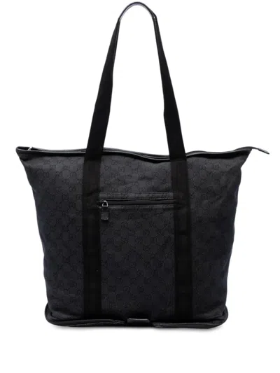 Pre-owned Gucci 2016-2026 Gg Denim Tote Bag In Black