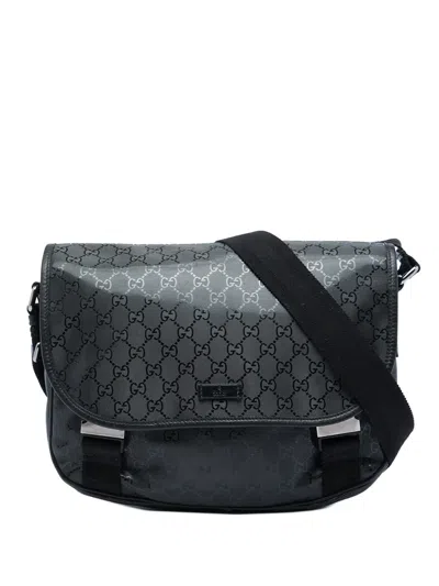 Pre-owned Gucci 2016-2026 Gg Imprime Crossbody Bag In Black
