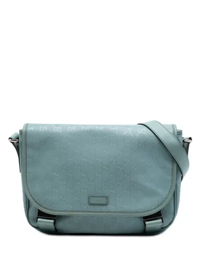 Pre-owned Gucci 2016-2026 Gg Imprime Crossbody Bag In Blue