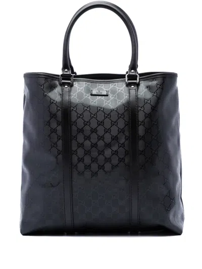 Pre-owned Gucci 2016-2026 Gg Imprime Joy Vertical Tote Bag In Black