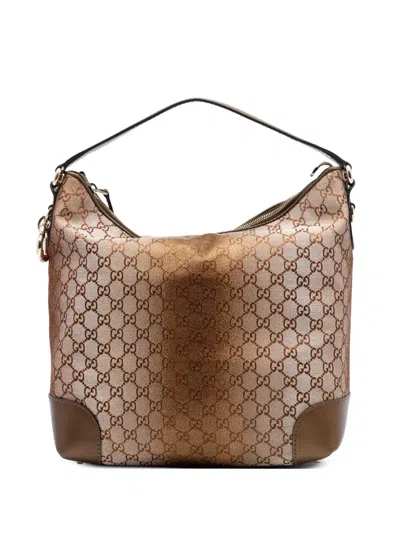 Pre-owned Gucci 2016-2026 Gg Lurex Heart Bit Shoulder Bag In Brown