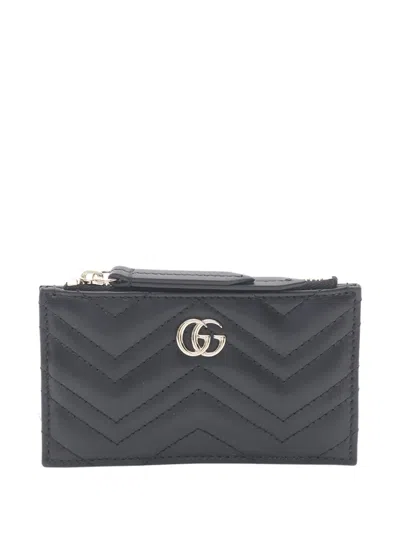 Pre-owned Gucci 2016-2026 Gg Marmont Coin Pouch In Black