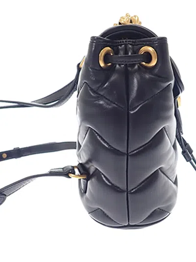 Pre-owned Gucci 2016-2026 Gg Marmont Matelasse Calfskin Backpack In Black
