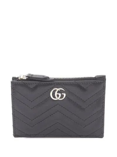 Pre-owned Gucci 2016-2026 Gg Marmont Pouch Key Holder In Black