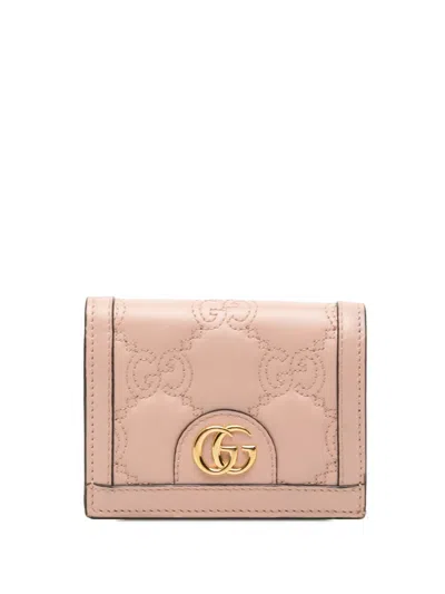 Pre-owned Gucci 2016-2026 Gg Matelasse Leather Card Case Wallet Small Wallets In Pink