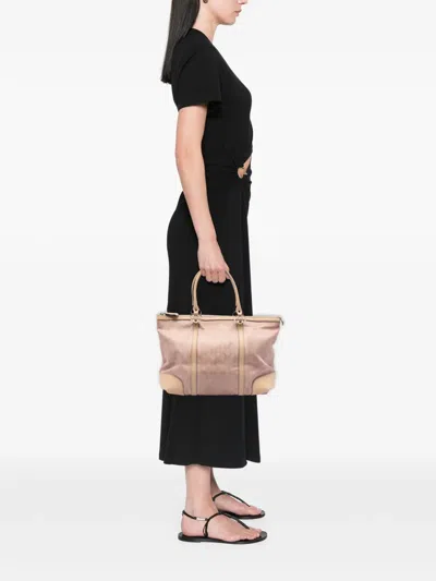 Pre-owned Gucci 2016-2026 Gg Metallic Canvas Lovely Tote Bag In Pink
