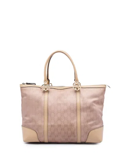 Pre-owned Gucci 2016-2026 Gg Metallic Canvas Lovely Tote Bag In Pink