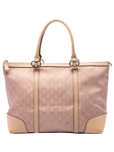 Pre-owned Gucci 2016-2026 Gg Metallic Canvas Lovely Tote Bag In Pink