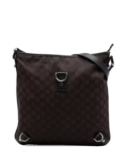 Pre-owned Gucci 2016-2026 Gg Nylon Abbey D Ring Crossbody Bag In Brown