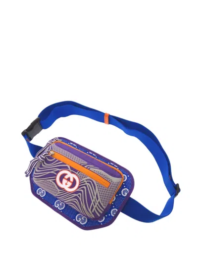 Pre-owned Gucci 2016-2026 Gg Nylon And Rubber Belt Bag In Blue