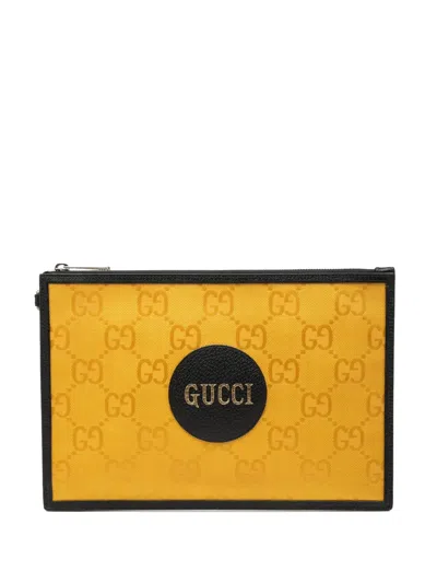 Pre-owned Gucci 2016-2026 Gg Nylon Off The Grid Clutch Bag In Yellow